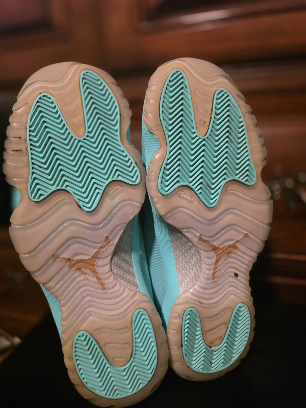 Jordan Men’s High-Top Sneakers in Aqua Teal with Beige Soles